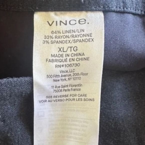 VINCE High Waist Pull-on Stretch Linen Blend Pants in Costal Navy - Picture 5 of 11